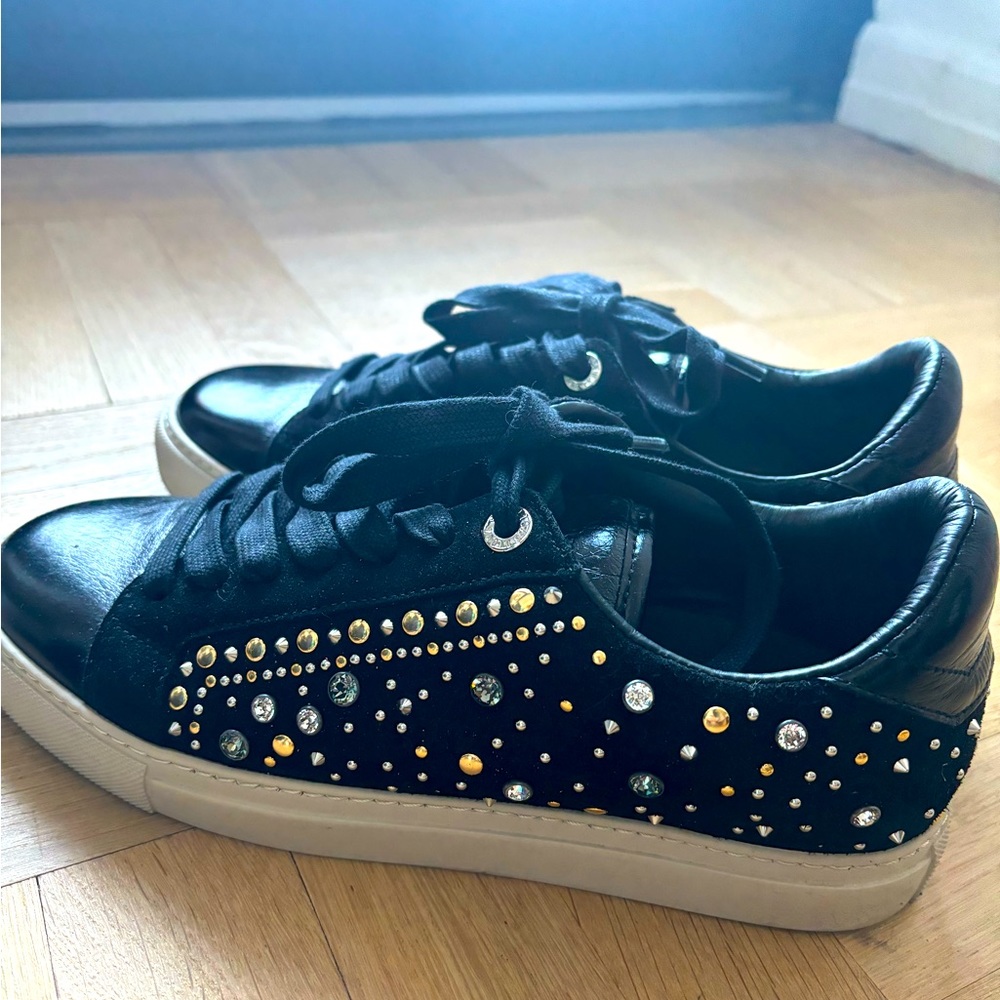 Zadig & Voltaire Rhinestone Studded Leather Sneakers